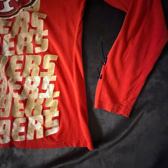 Y2K Reebok 49ers Women L NFL Top Red Gold VNTG Long Sleeve Graphic Football Tee - Picture 3 of 11